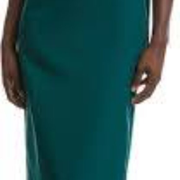Liv Foster Anthropologie hunter green crepe halter dress gown size 10 - Picture 2 of 6